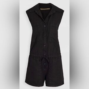 Enza Costa Handmade 100% Hemp Black Shorts Romper Playsuit, size L